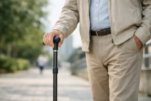 Bastón a la altura correcta para caminar seguro