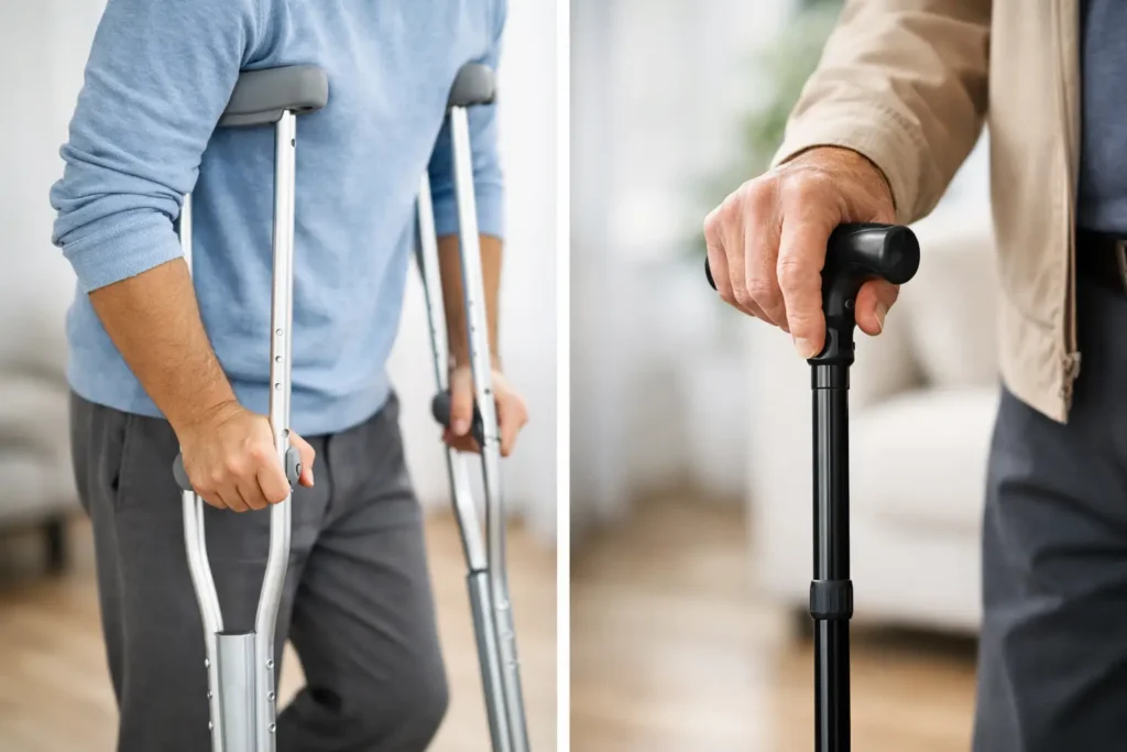 Muletas o bastón para caminar con seguridad