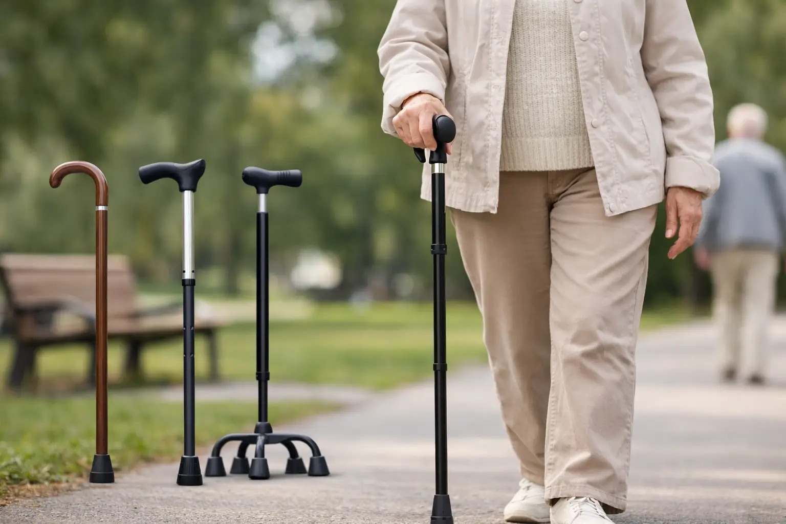 Qué bastón necesita una persona mayor para caminar segura